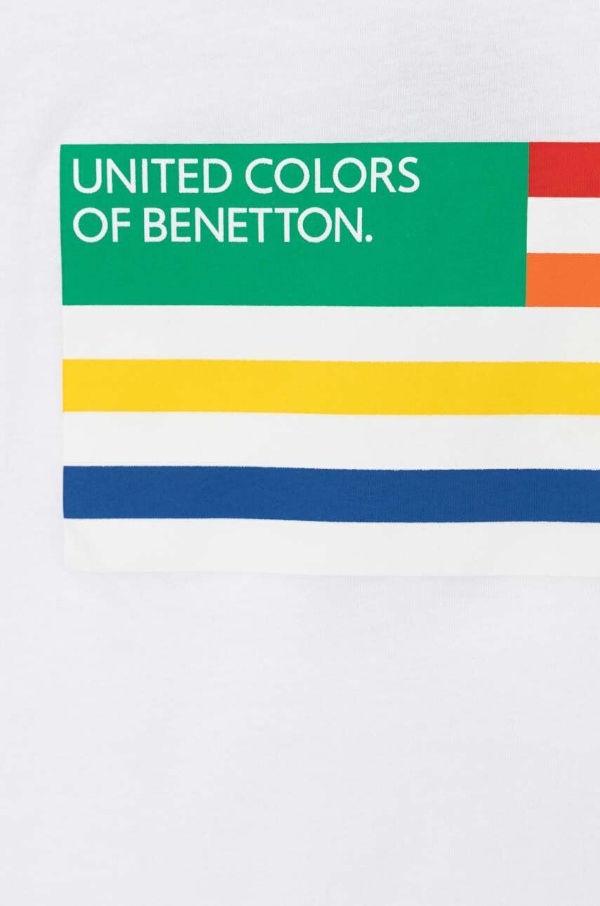 United Colors of Benetton Dětské bavlněné tričko fialová barva s potiskem - Pepit.cz