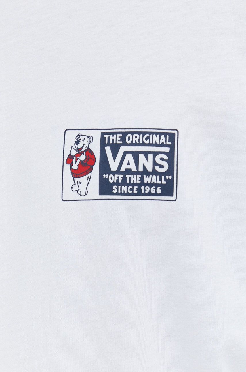 Vans Bavlněné tričko s dlouhým rukávem bílá barva s potiskem - Pepit.cz