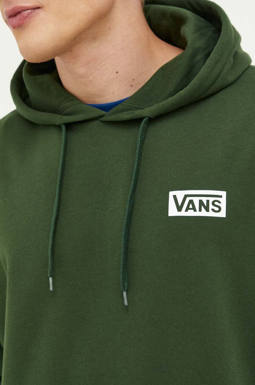 Vans Bavlněná mikina pánská zelená barva s kapucí s potiskem - Pepit.cz