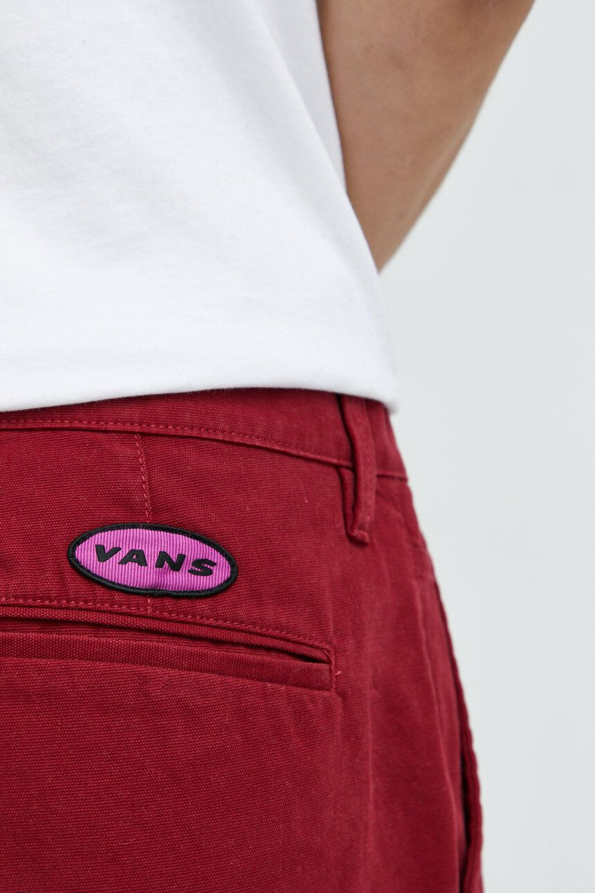 Vans Bavlněné kalhoty dámské červená barva střih chinos high waist - Pepit.cz