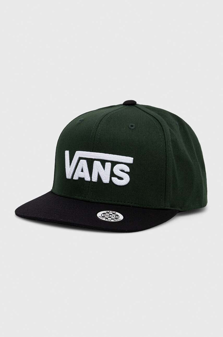 Vans Dětská bavlněná kšiltovka BY DROP V II SNAPBACK BOYS zelená barva s aplikací - Pepit.cz