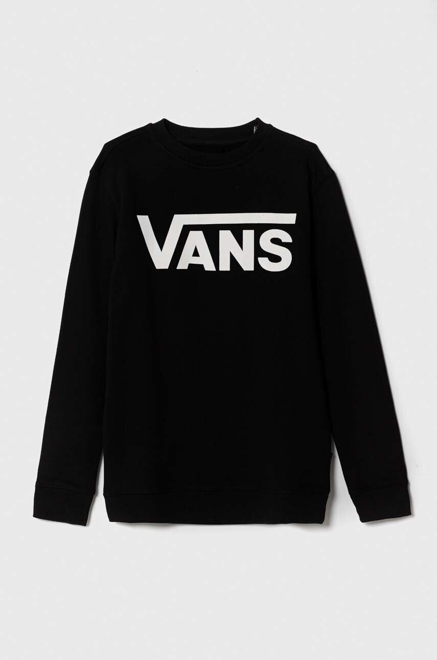 Vans Dětská bavlněná mikina CLASSIC CREW černá barva s potiskem - Pepit.cz