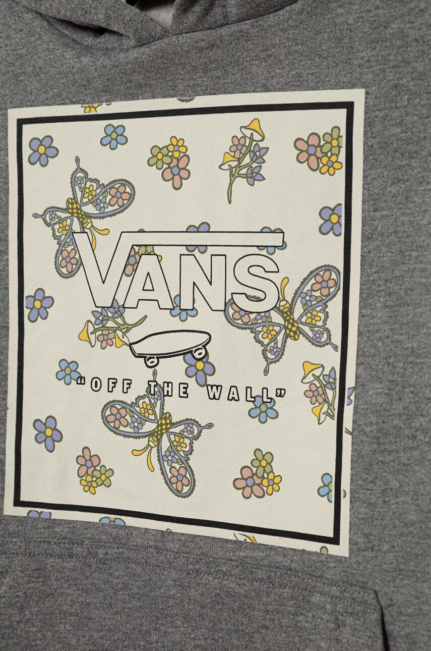 Vans Dětská mikina BUTTERFLY FLORAL BOX HOODIE šedá barva s kapucí s potiskem - Pepit.cz