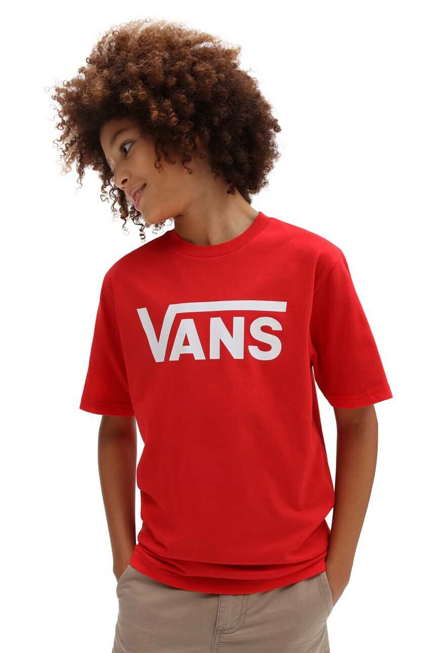 Vans Dětské bavlněné tričko BY CLASSIC BOYS TRUE RED/WHITE - Pepit.cz