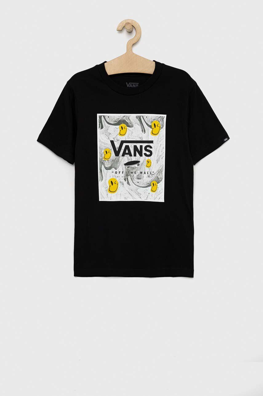 Vans Dětské bavlněné tričko BY PRINT BOX BOYS Black/Charcoal černá barva s potiskem - Pepit.cz