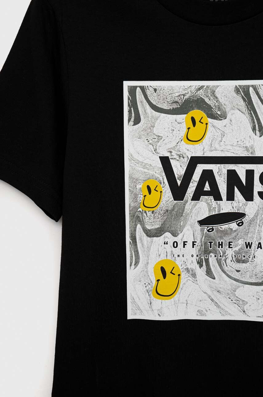 Vans Dětské bavlněné tričko BY PRINT BOX BOYS Black/Charcoal černá barva s potiskem - Pepit.cz