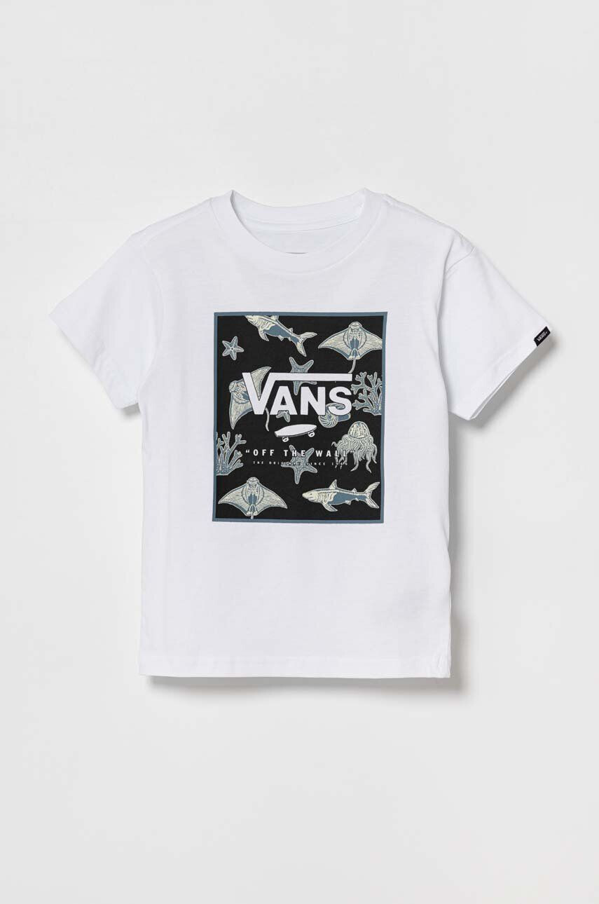 Vans Dětské bavlněné tričko BY PRINT BOX KIDS bílá barva s potiskem - Pepit.cz