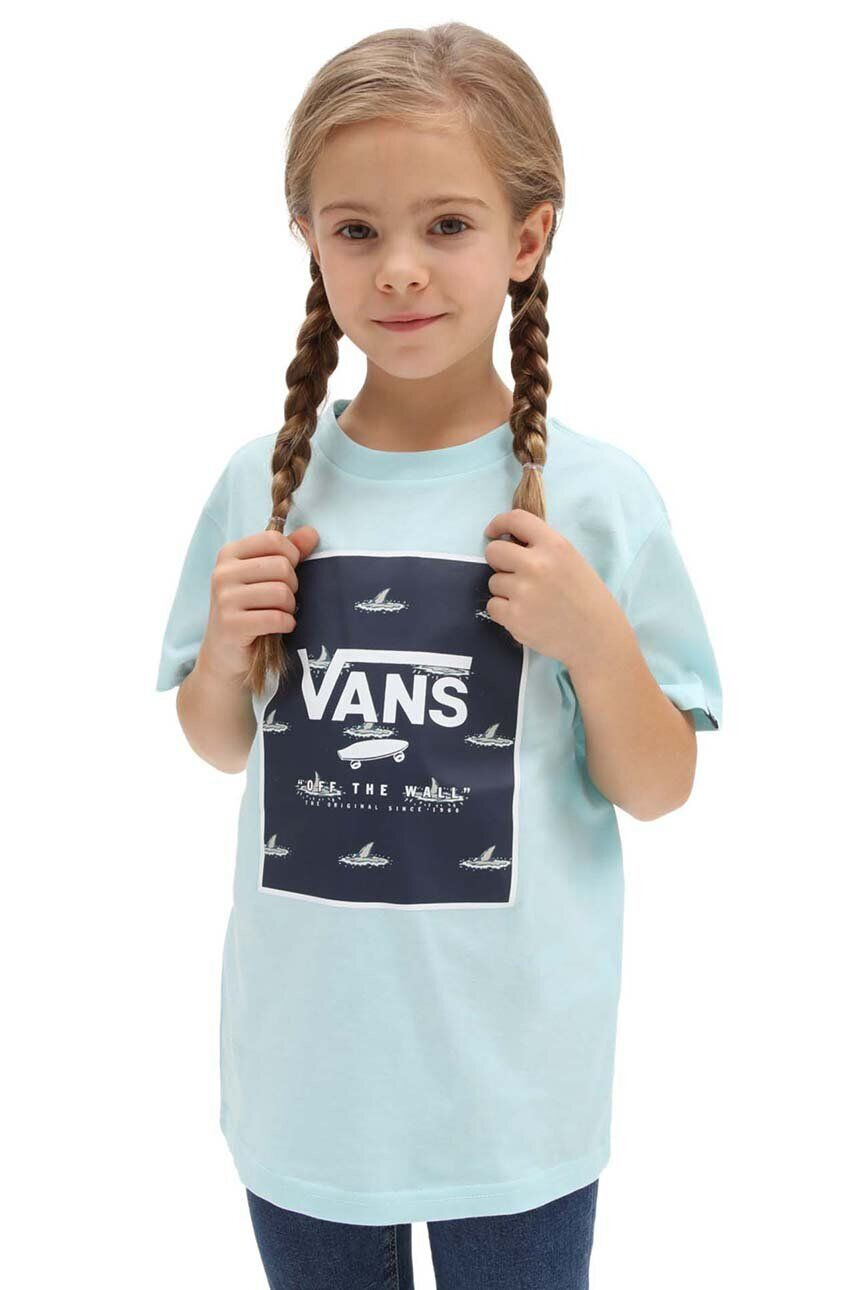 Vans Dětské bavlněné tričko BY PRINT BOX KIDS BLUE GLOW/DRESS s potiskem - Pepit.cz