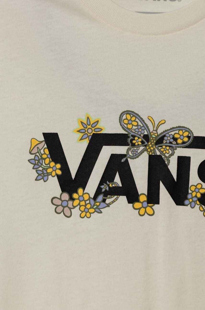 Vans Dětské bavlněné tričko TRIPPY FLORAL CREW béžová barva - Pepit.cz