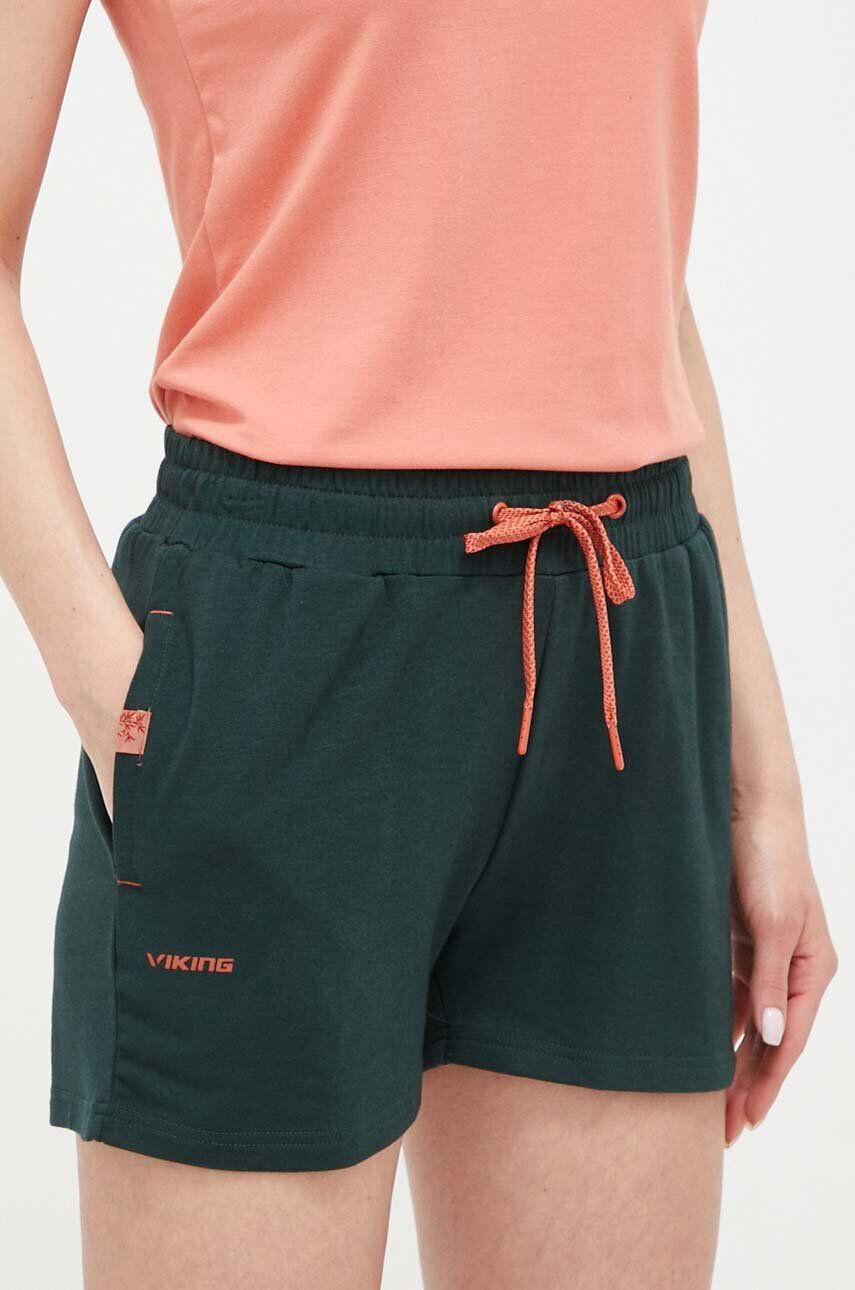 Viking Sportovní šortky Hazen dámské zelená barva hladké high waist - Pepit.cz