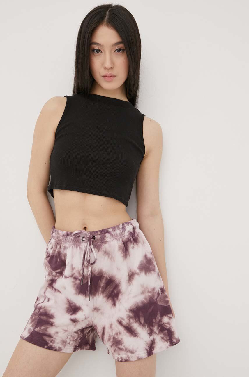 Volcom Kraťasy dámské fialová barva vzorované high waist - Pepit.cz