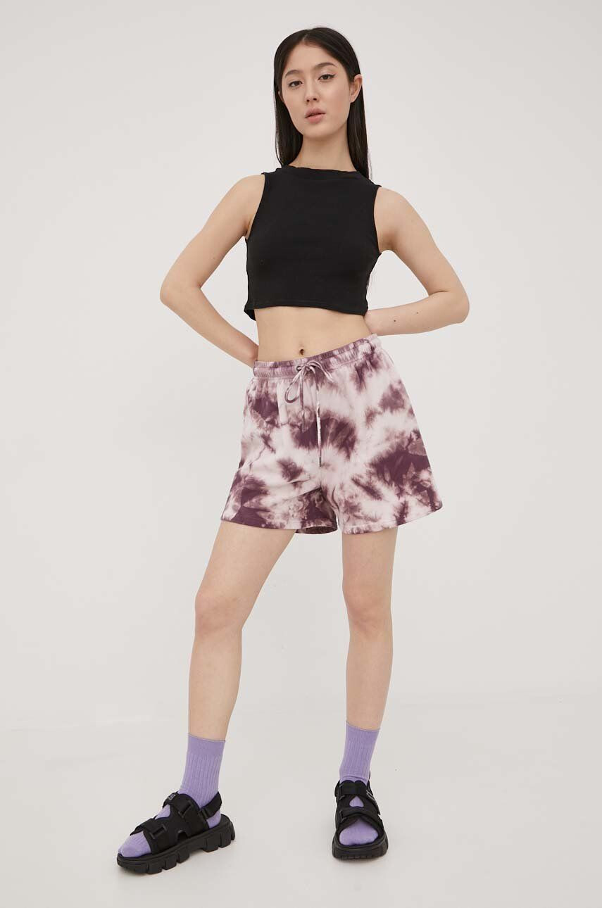 Volcom Kraťasy dámské fialová barva vzorované high waist - Pepit.cz