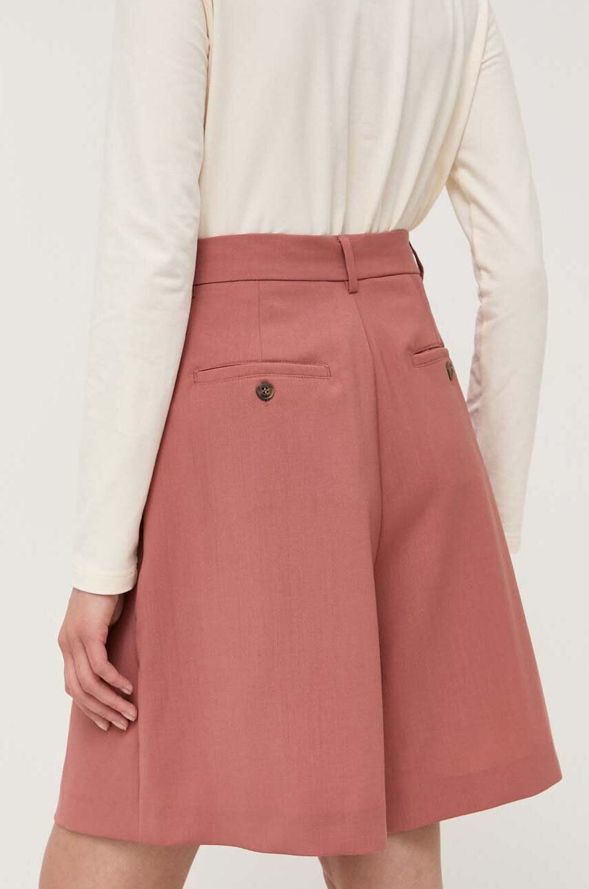 Weekend Max Mara Vlněné šortky růžová barva hladké high waist - Pepit.cz