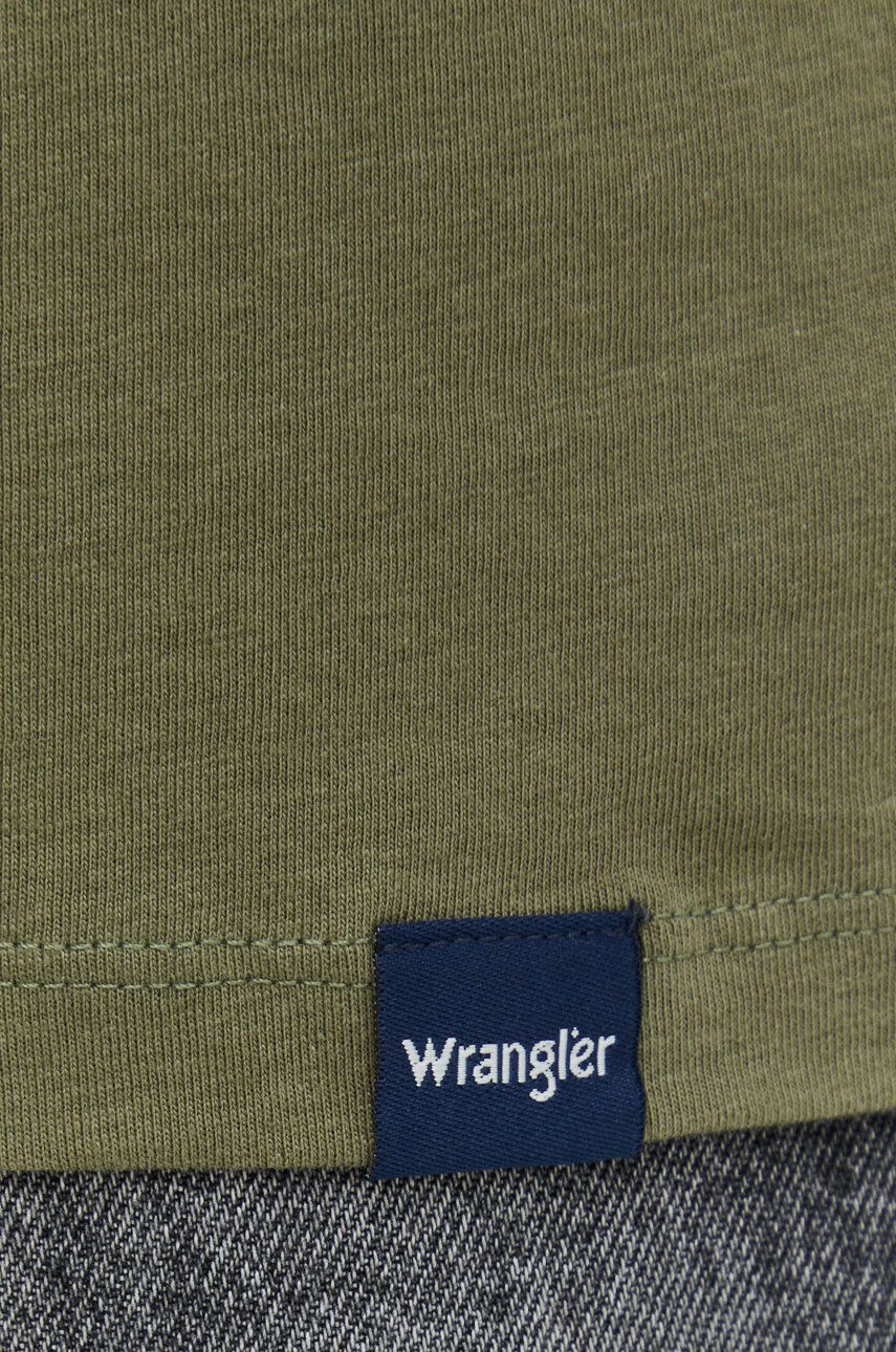 Wrangler Bavlněné tričko zelená barva - Pepit.cz