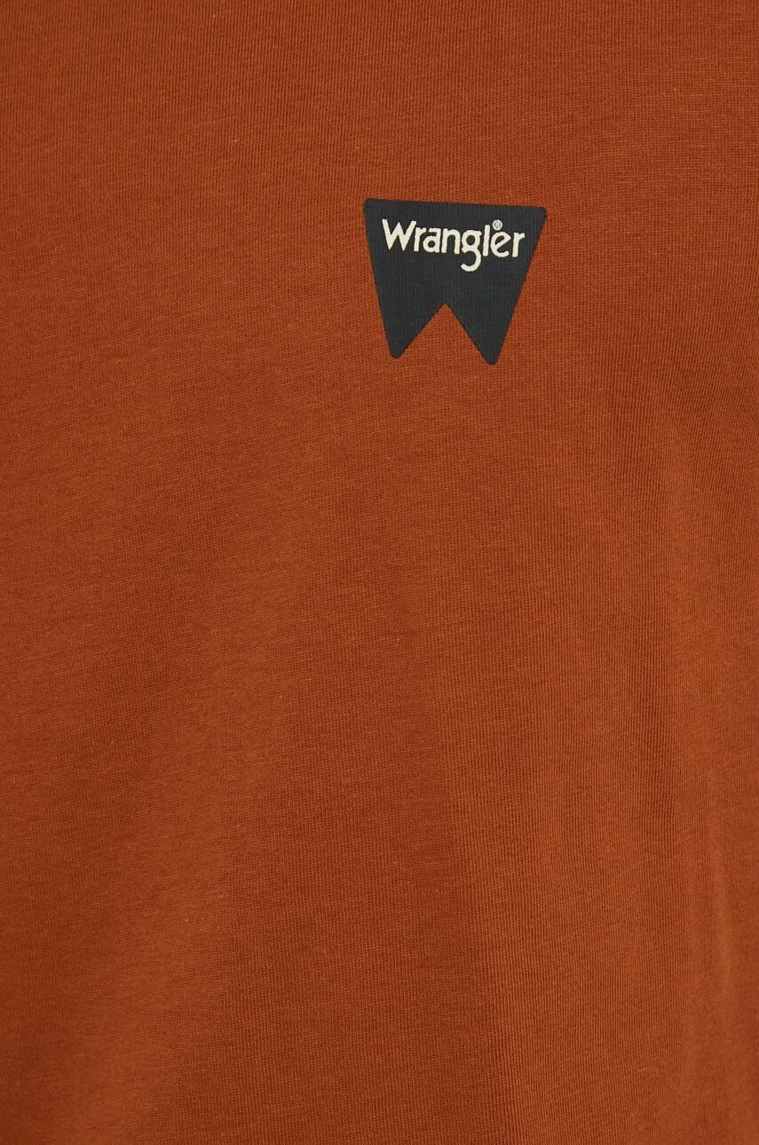 Wrangler Bavlněné tričko hnědá barva - Pepit.cz