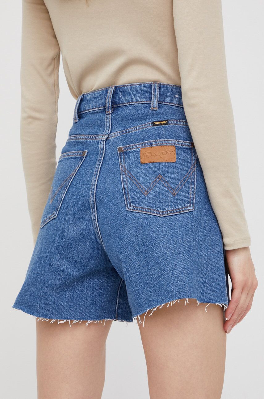 Wrangler Džínové šortky dámské tmavomodrá barva hladké high waist - Pepit.cz