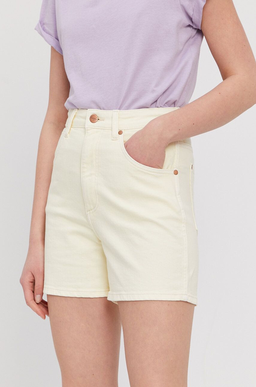 Wrangler Džínové šortky dámské hladké high waist - Pepit.cz