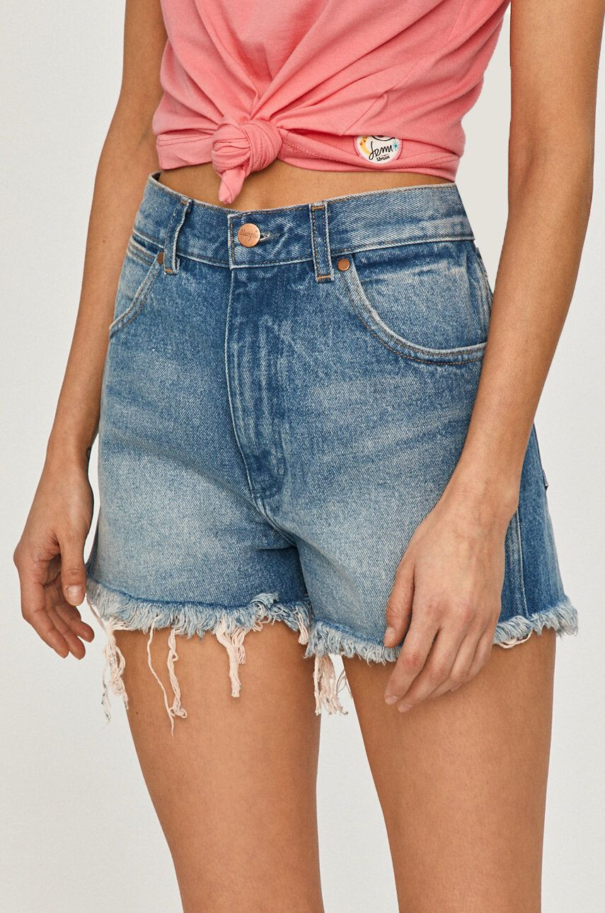 Wrangler Džínové šortky dámské černá barva hladké high waist - Pepit.cz