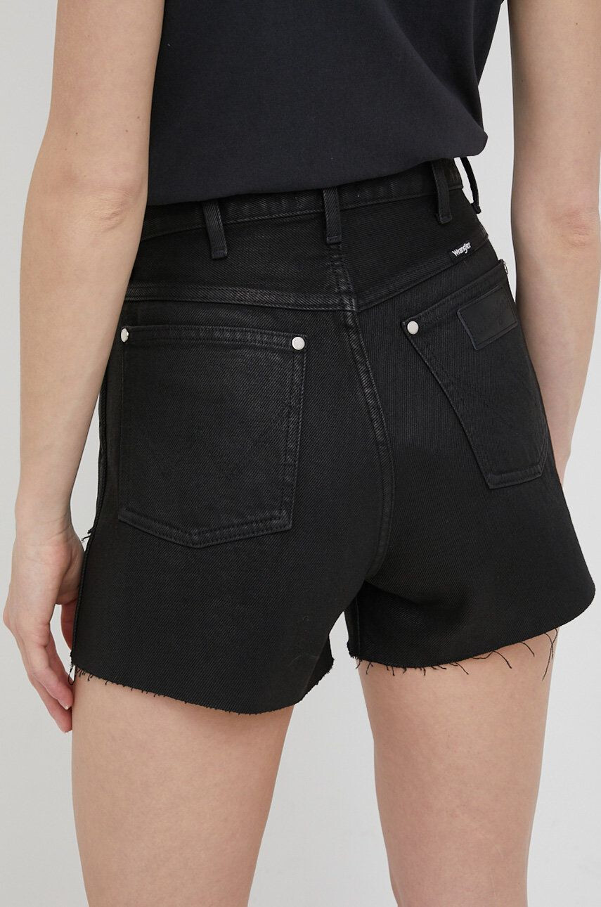 Wrangler Džínové šortky dámské černá barva hladké high waist - Pepit.cz