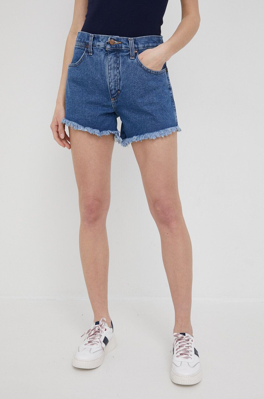 Wrangler Džínové šortky dámské hladké high waist - Pepit.cz