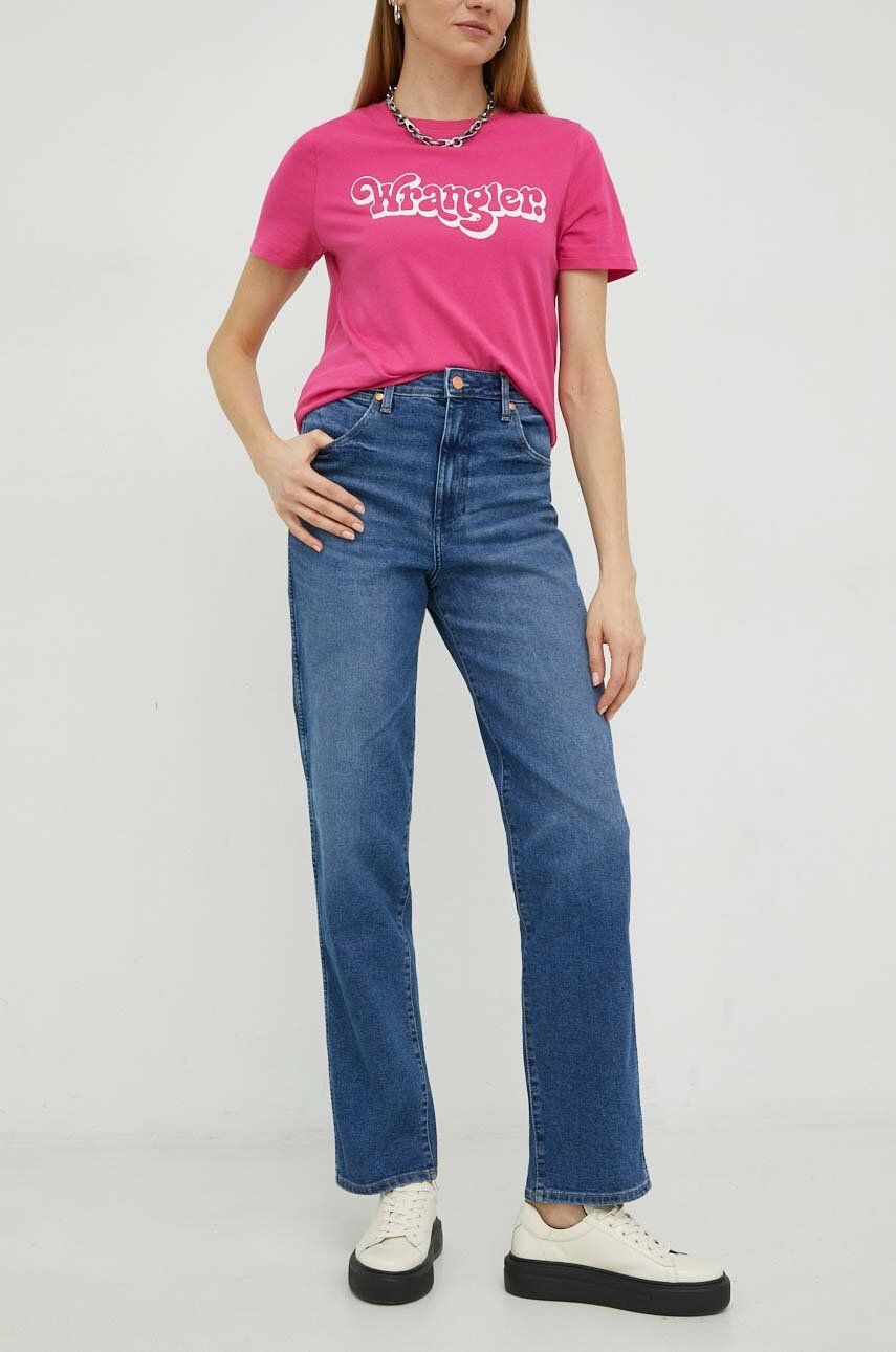 Wrangler Džíny Mom Straight dámské high waist damskie high waist - Pepit.cz