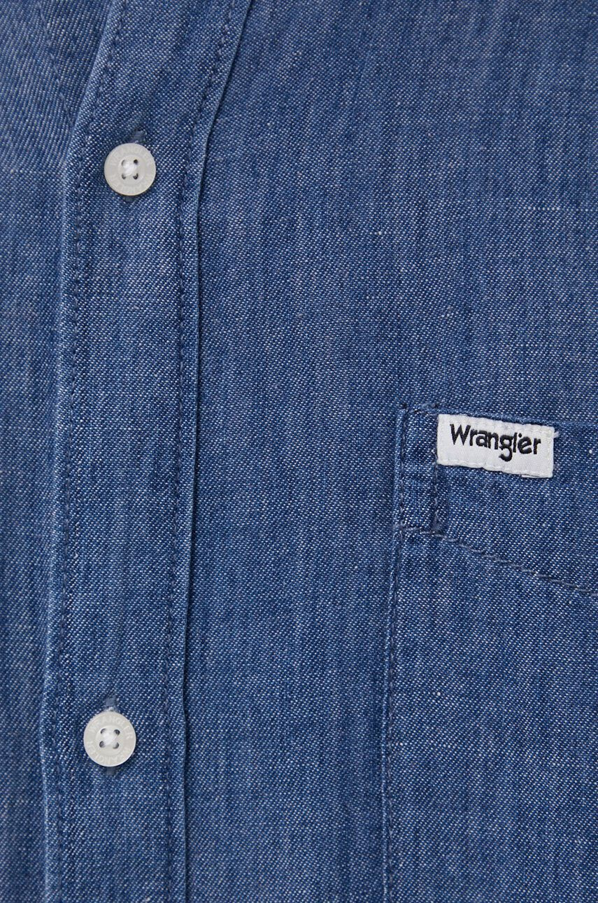 Wrangler Košile pánská tmavomodrá barva relaxed s klasickým límcem - Pepit.cz