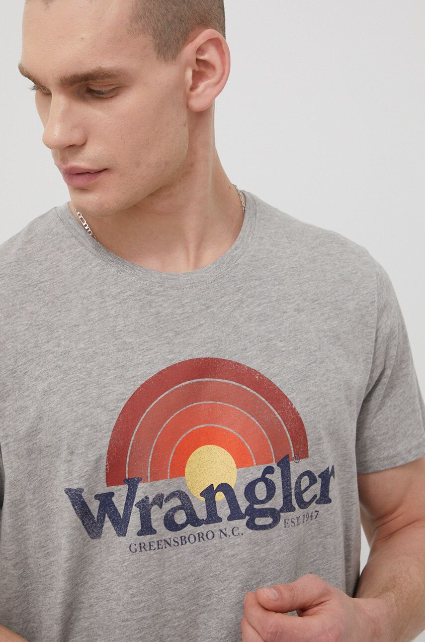 Wrangler Tričko pánský šedá barva melanžový - Pepit.cz