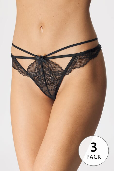 Hunkemöller 3 PACK tanga kalhotek Lauren L - Pepit.cz