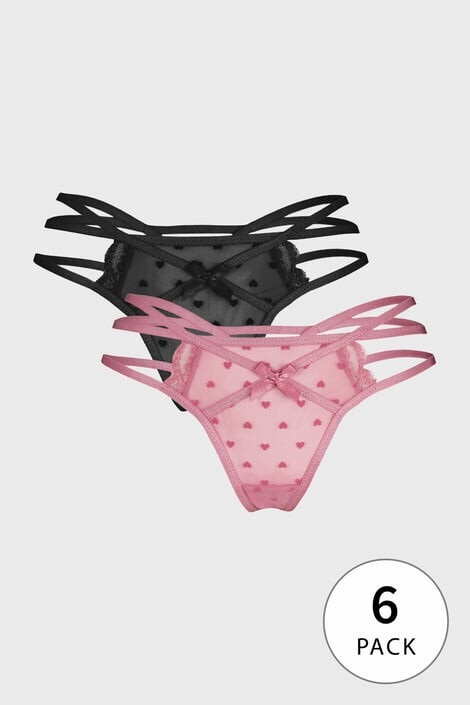 Hunkemöller 6 PACK tanga kalhotek Melda L - Pepit.cz