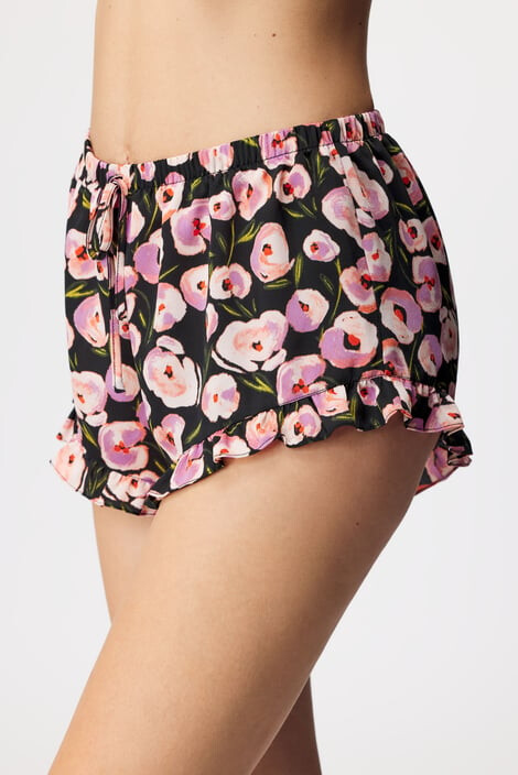 Hunkemöller Dámské pyžamové šortky Satin Ruffle Flower L - Pepit.cz