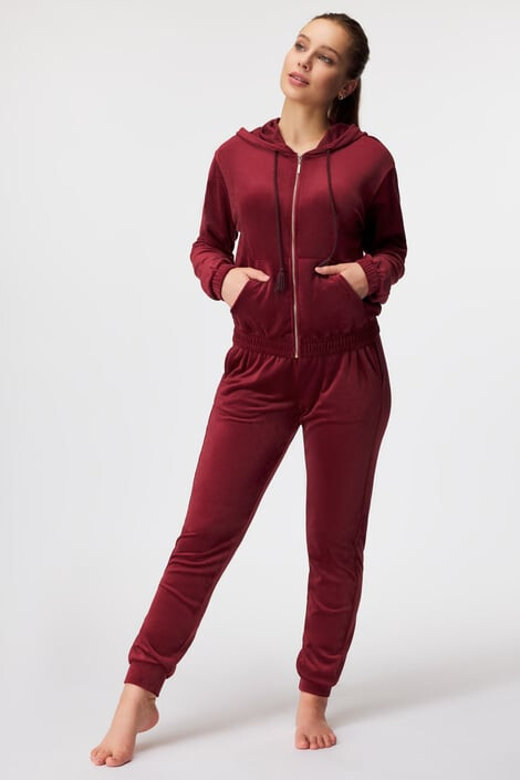 Hunkemöller Tepláky Velours Braid Red XXL - Pepit.cz