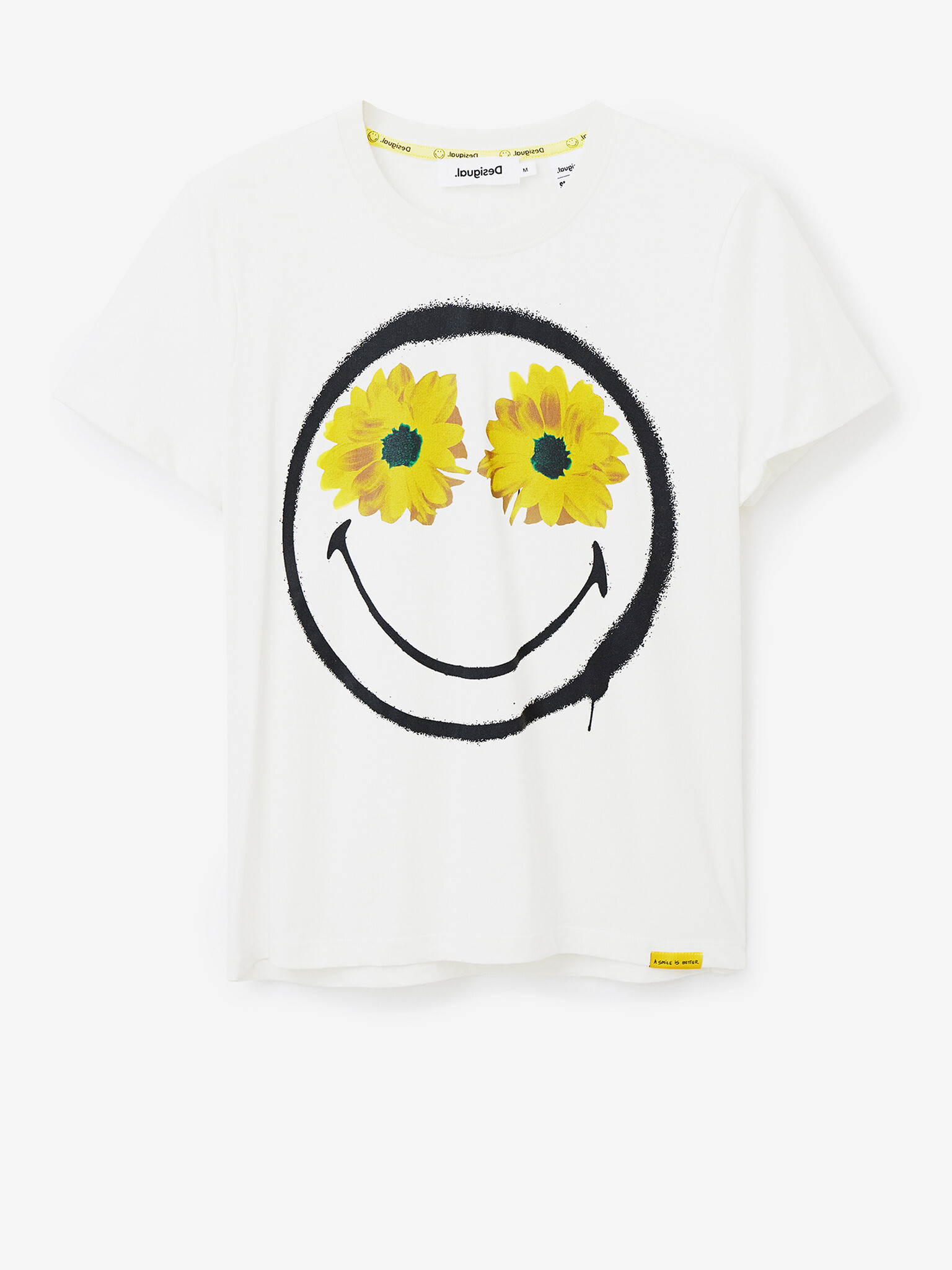 Desigual Margarita Smiley Triko Bílá - Pepit.cz