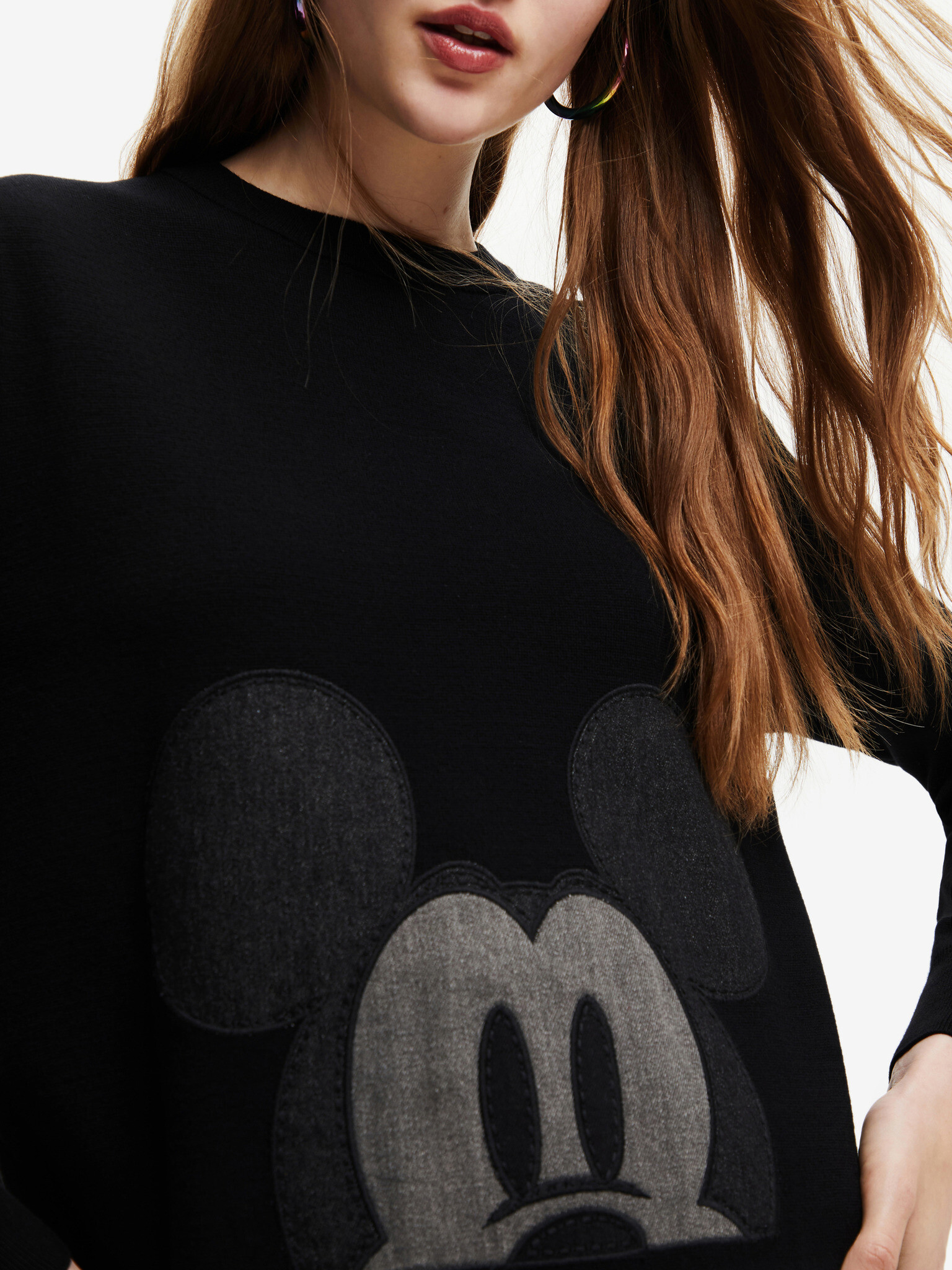 Desigual Mickey Patch Denim Svetr Černá - Pepit.cz