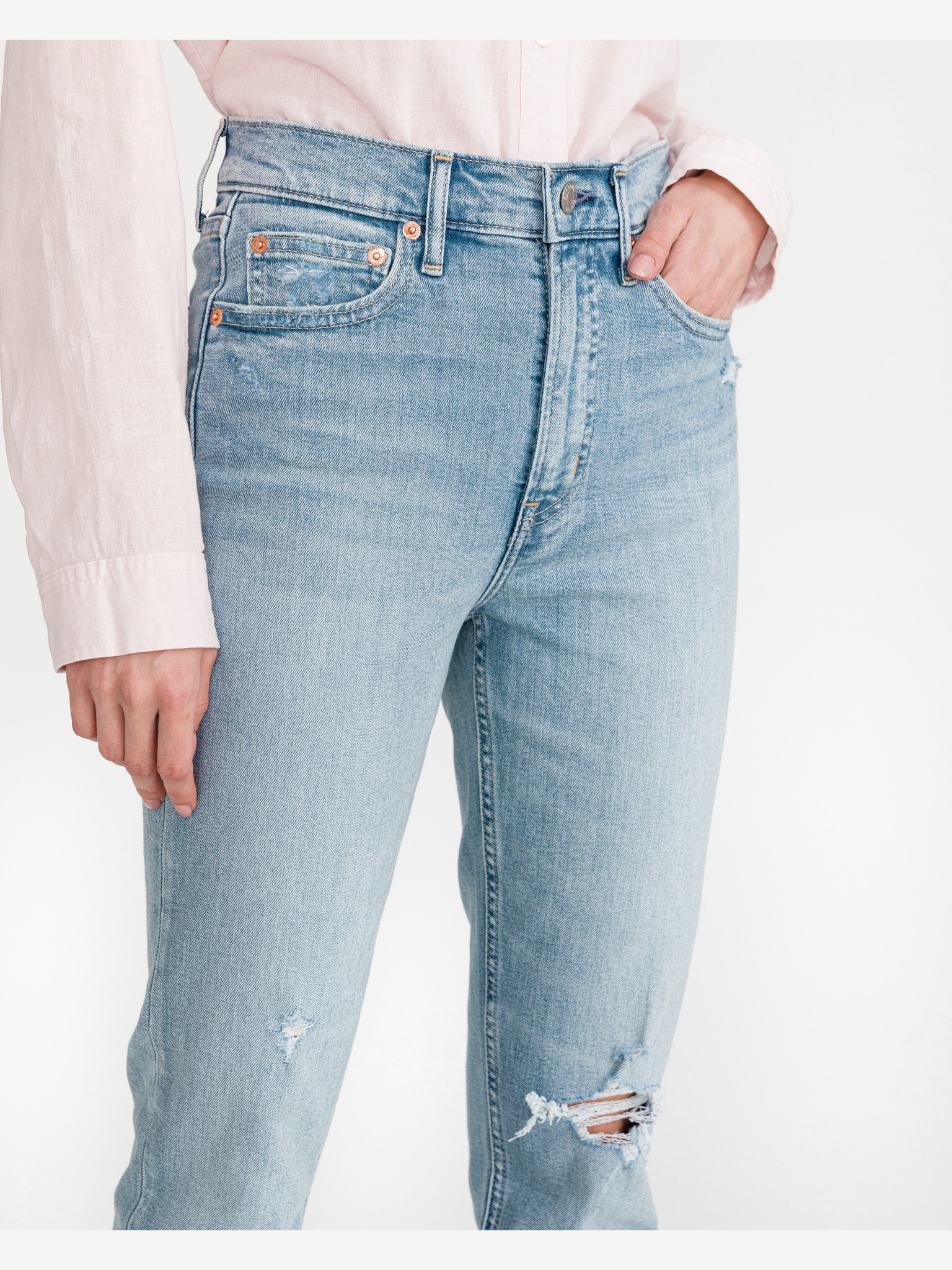 GAP Distressed Cigarette Jeans Modrá - Pepit.cz