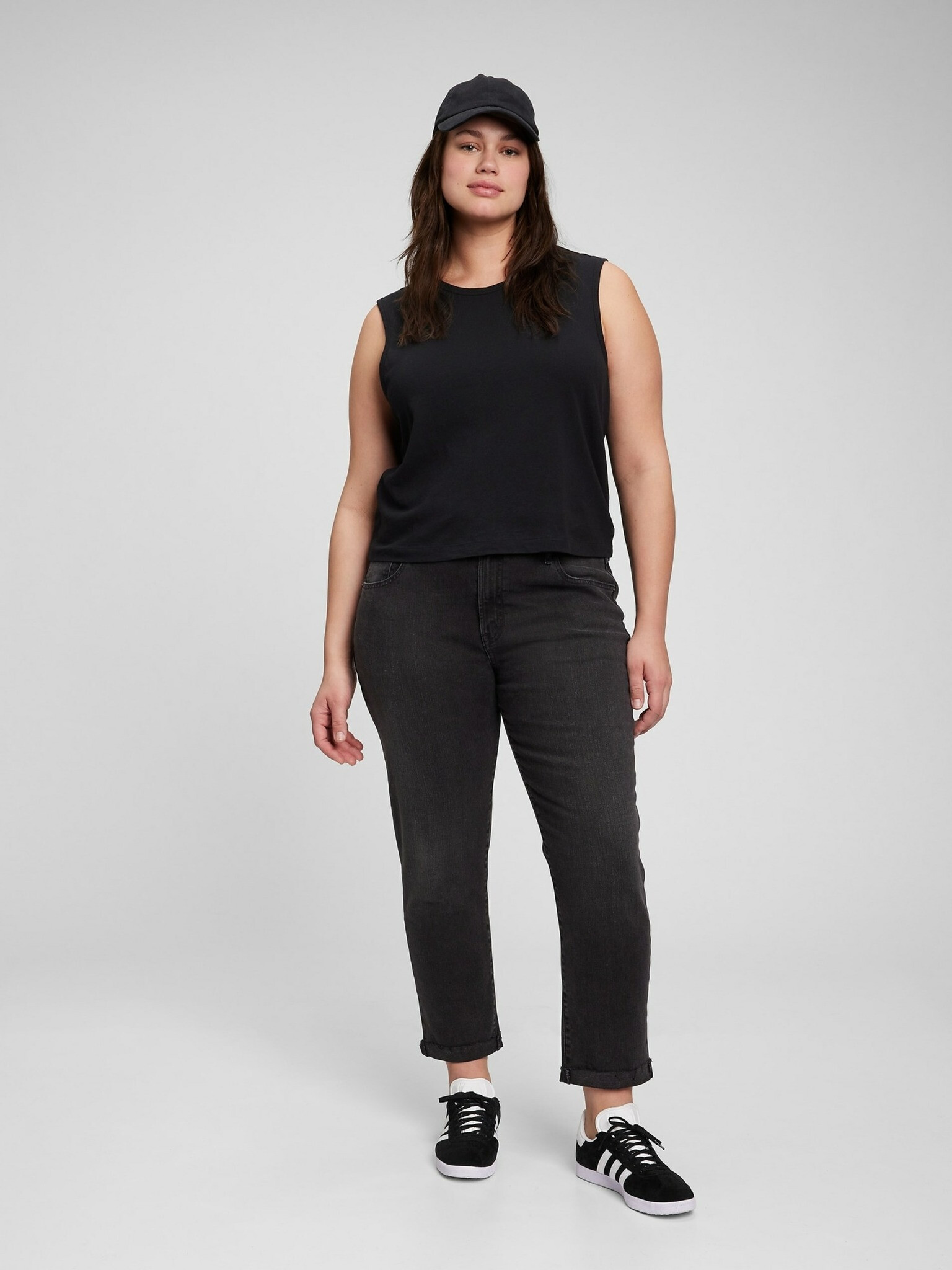 GAP girlfriend mid rise Washwell Jeans Černá - Pepit.cz