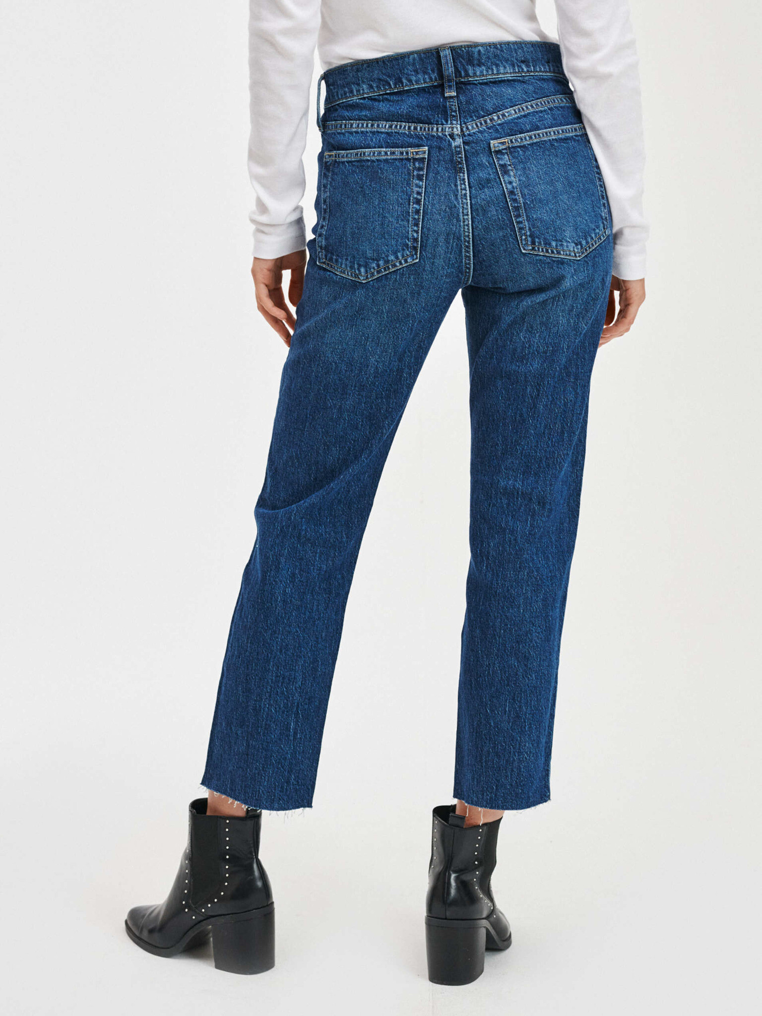 GAP Straight High Rise Jeans Modrá - Pepit.cz