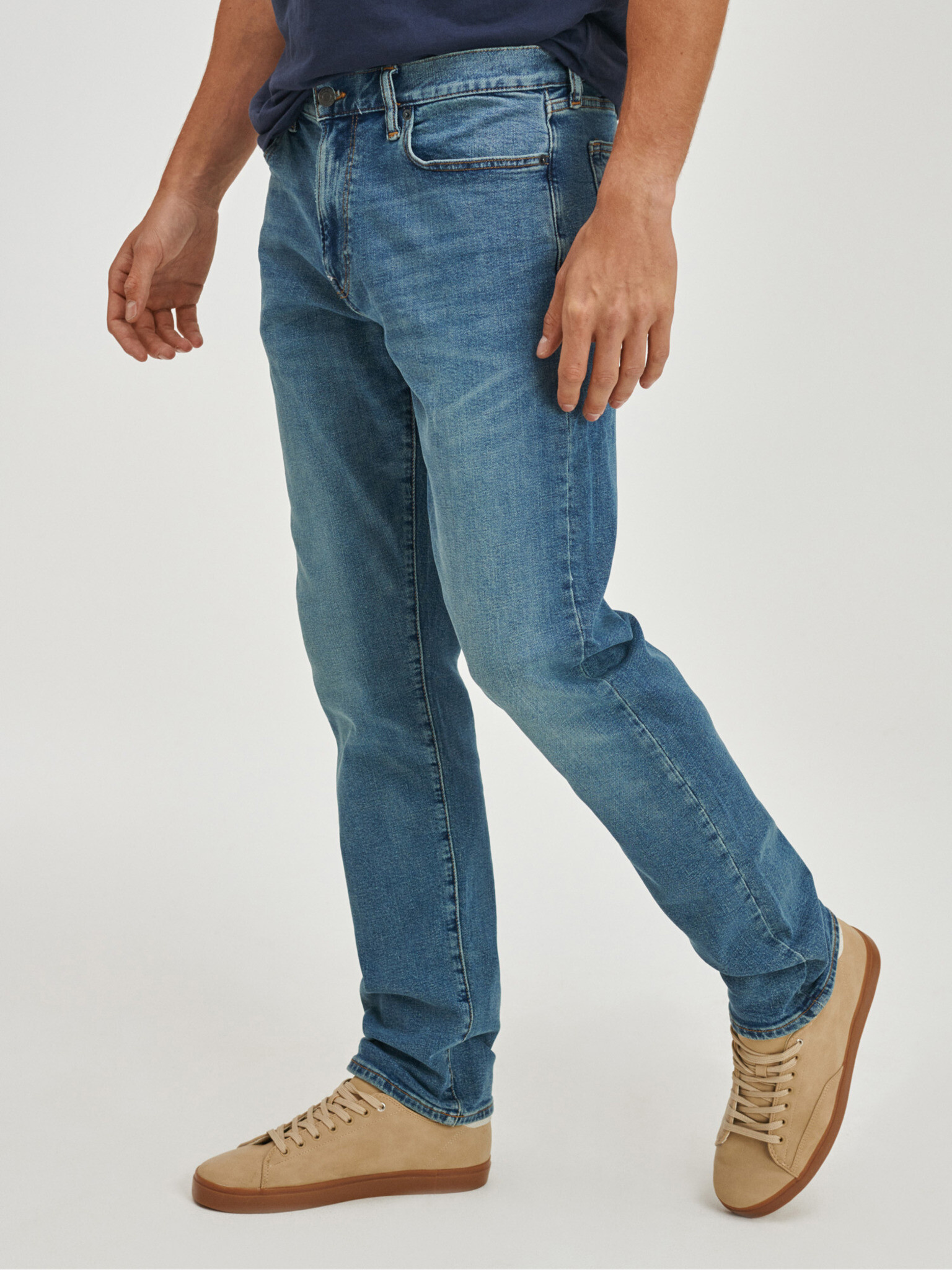 GAP V-Straight Taper Fairfax Medium Jeans Modrá - Pepit.cz