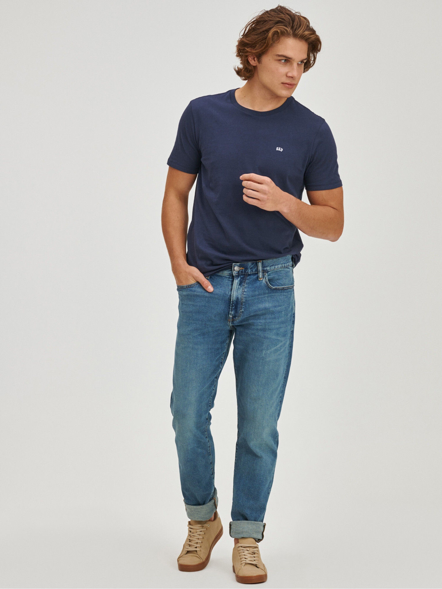 GAP V-Straight Taper Fairfax Medium Jeans Modrá - Pepit.cz