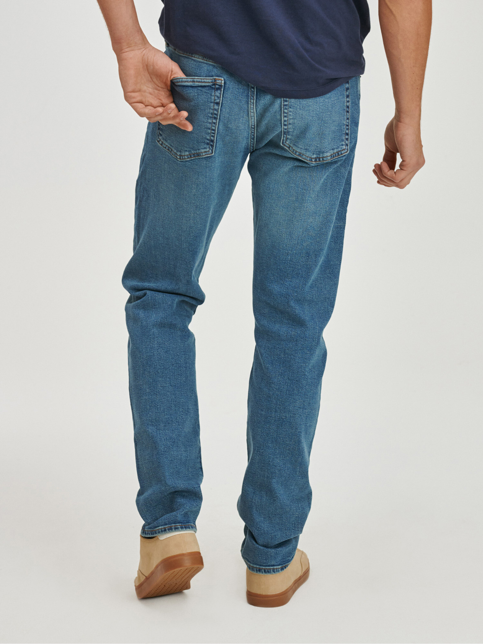 GAP V-Straight Taper Fairfax Medium Jeans Modrá - Pepit.cz