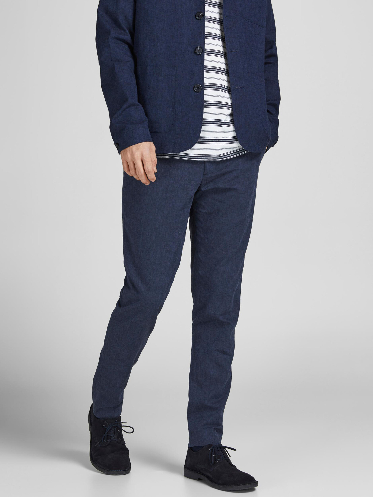 Jack & Jones Linen Kalhoty Modrá - Pepit.cz