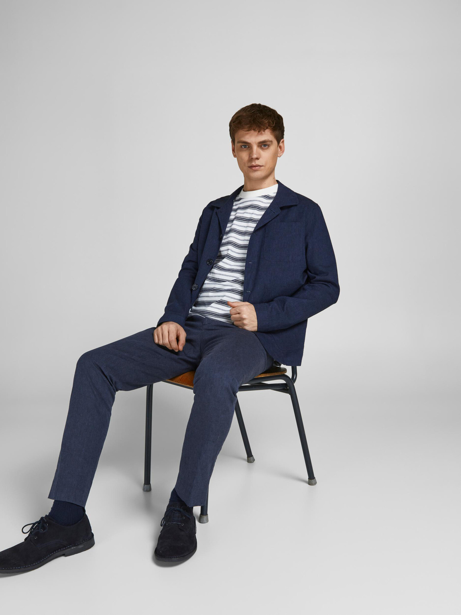 Jack & Jones Linen Kalhoty Modrá - Pepit.cz