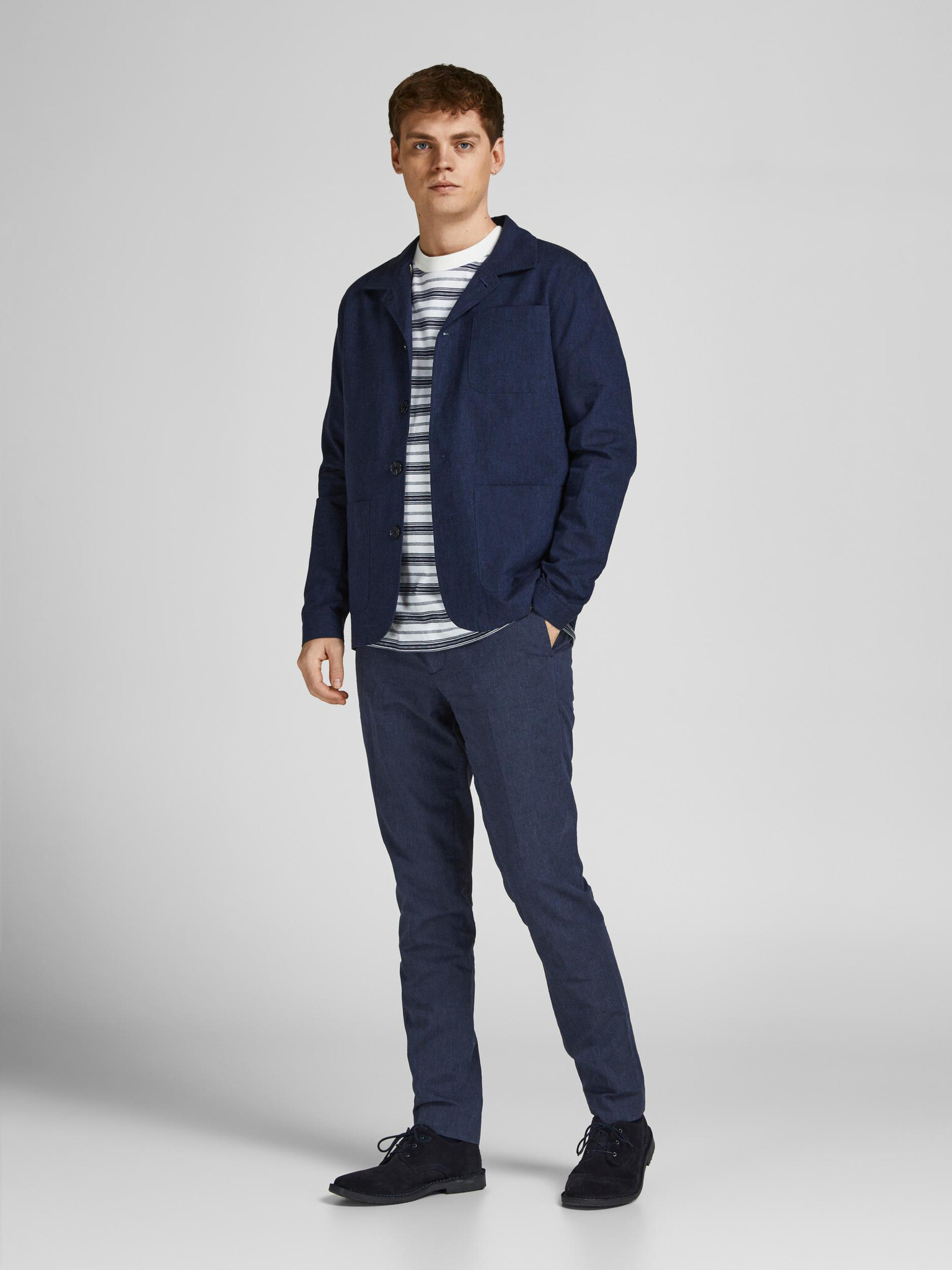 Jack & Jones Linen Kalhoty Modrá - Pepit.cz