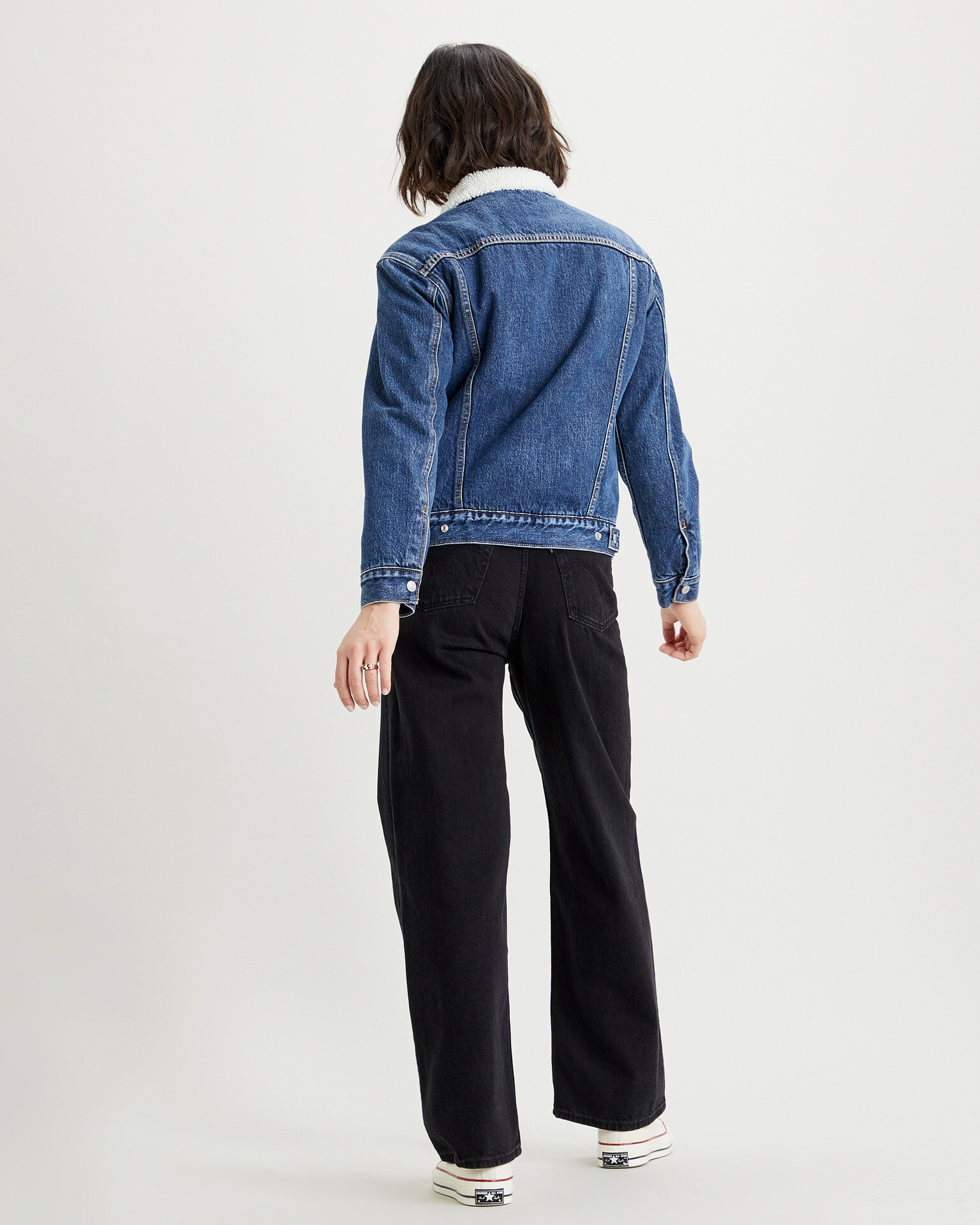 Levi's® Ex-Boyfriend Sherpa Trucker Bunda Modrá - Pepit.cz