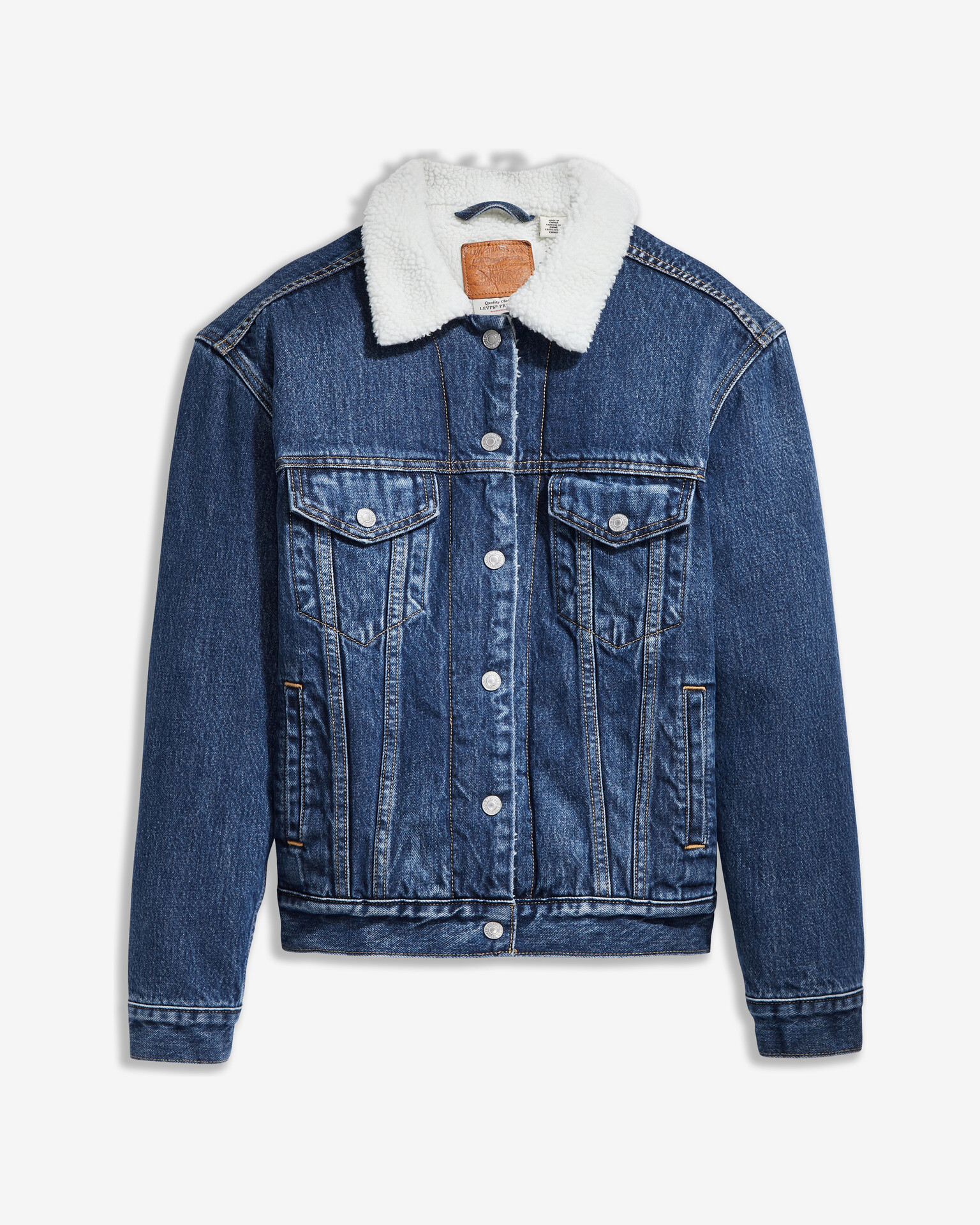 Levi's® Ex-Boyfriend Sherpa Trucker Bunda Modrá - Pepit.cz