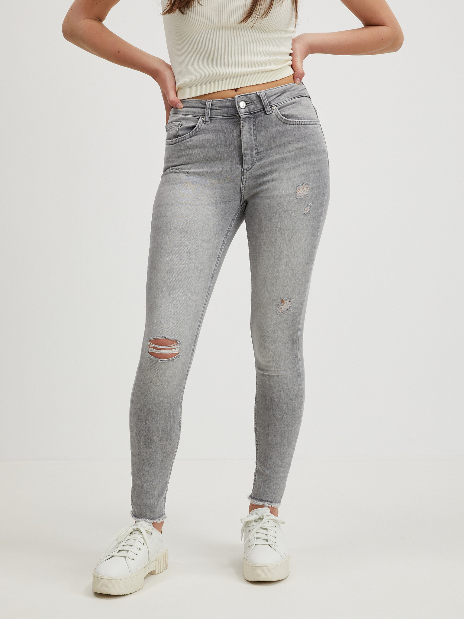 ONLY Blush Jeans Šedá - Pepit.cz