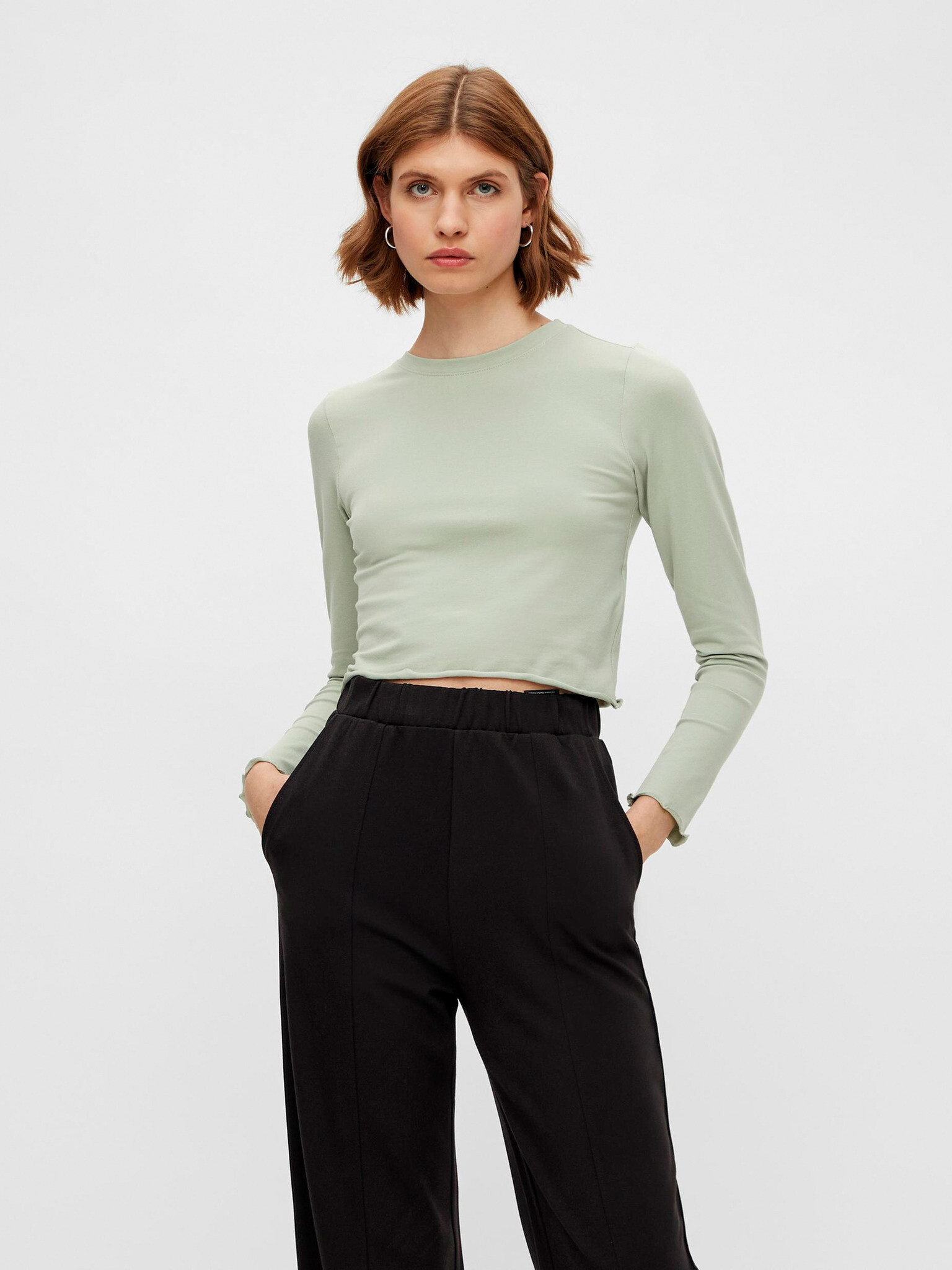 Pieces Maddi Crop top Zelená - Pepit.cz