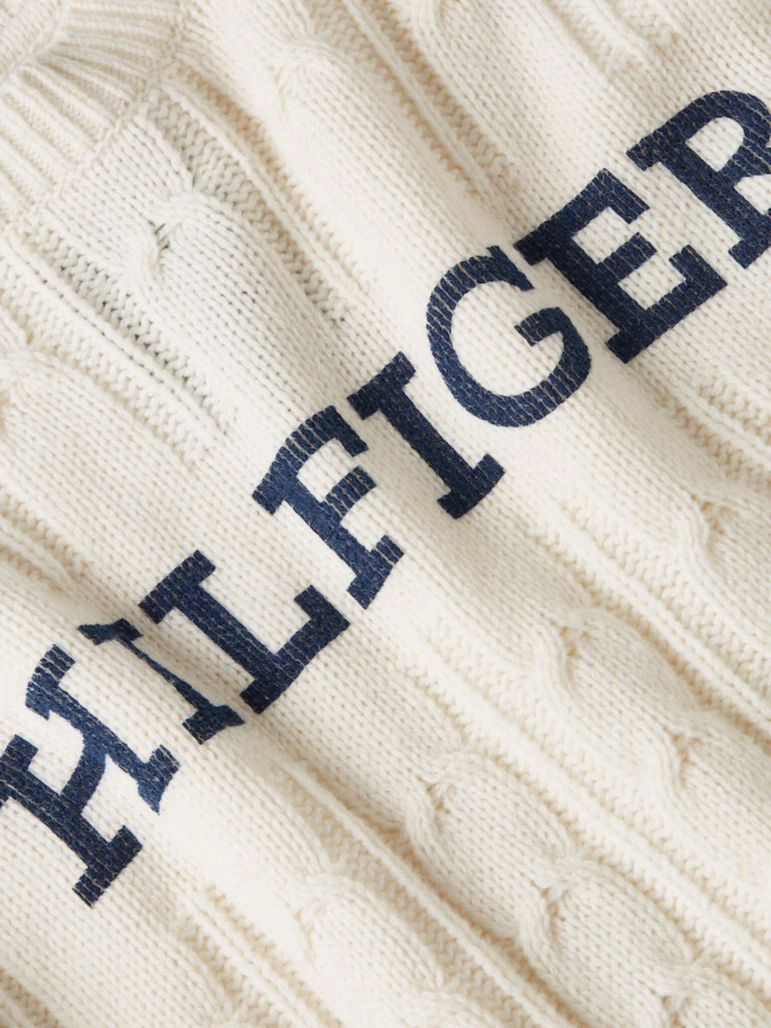 Tommy Hilfiger Cable Monotype Crew Neck Svetr Bílá - Pepit.cz