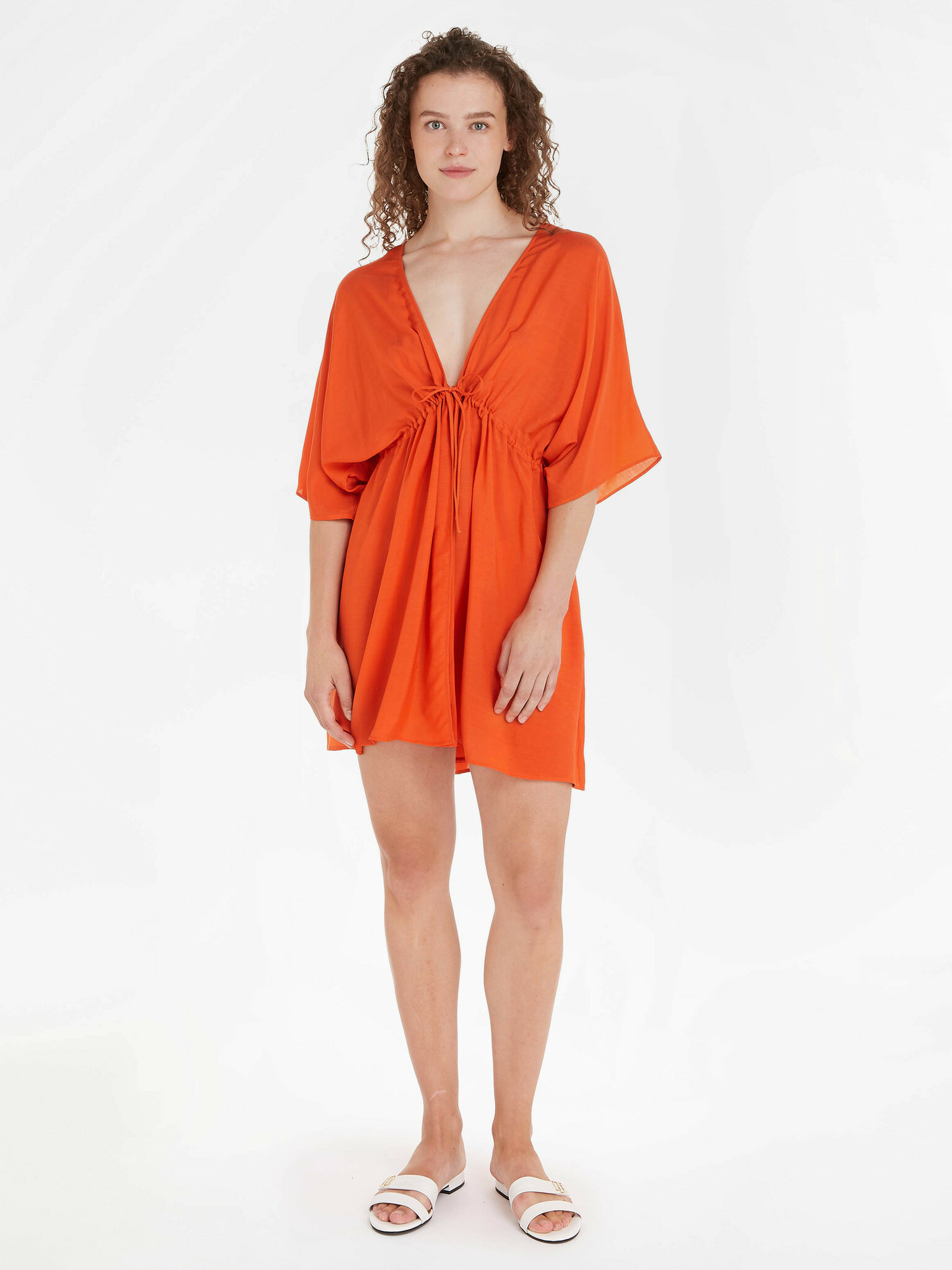 Tommy Hilfiger Cover Up Short Dress SS Šaty Oranžová - Pepit.cz