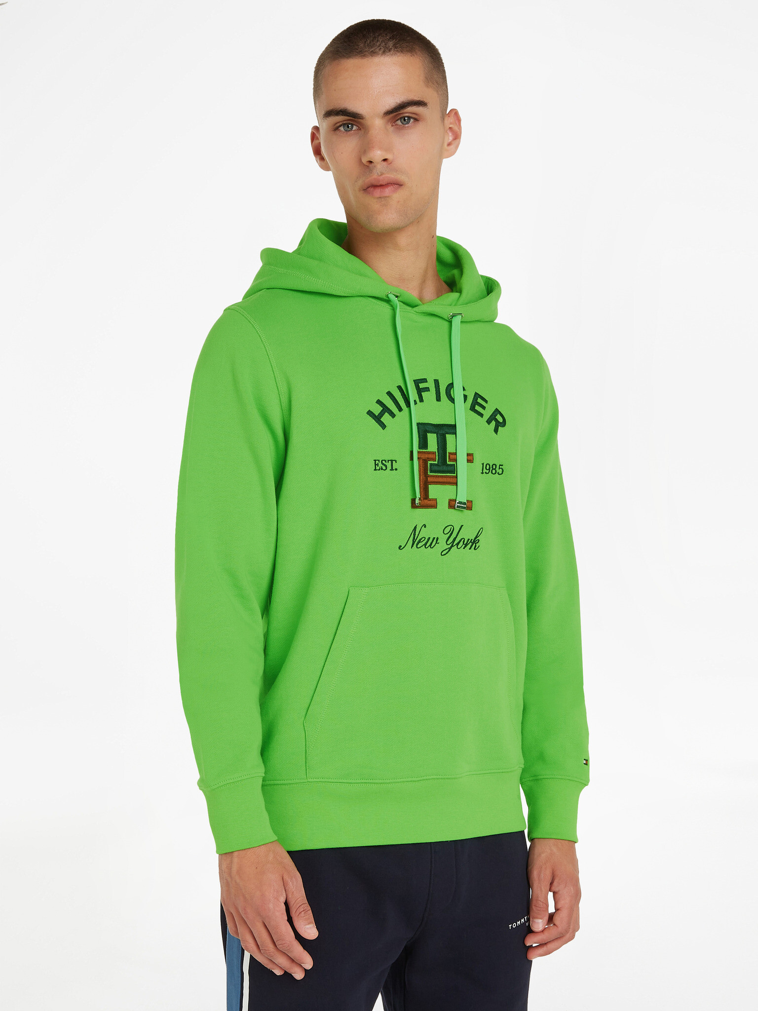 Tommy Hilfiger Curved Monogram Hoody Mikina Zelená - Pepit.cz