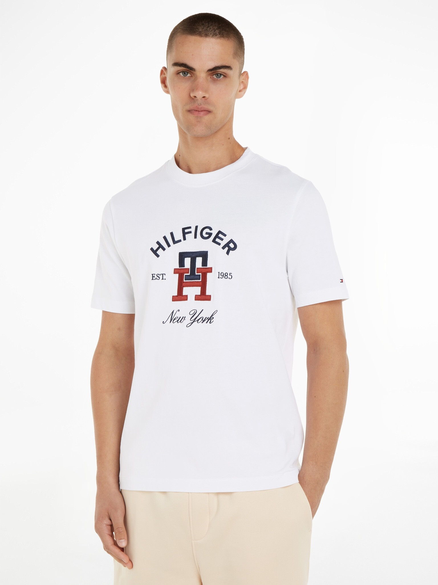 Tommy Hilfiger Curved Monogram Triko Bílá - Pepit.cz